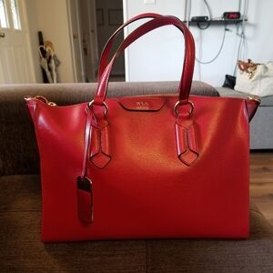 Ralph Lauren Red Leather Tote Bag